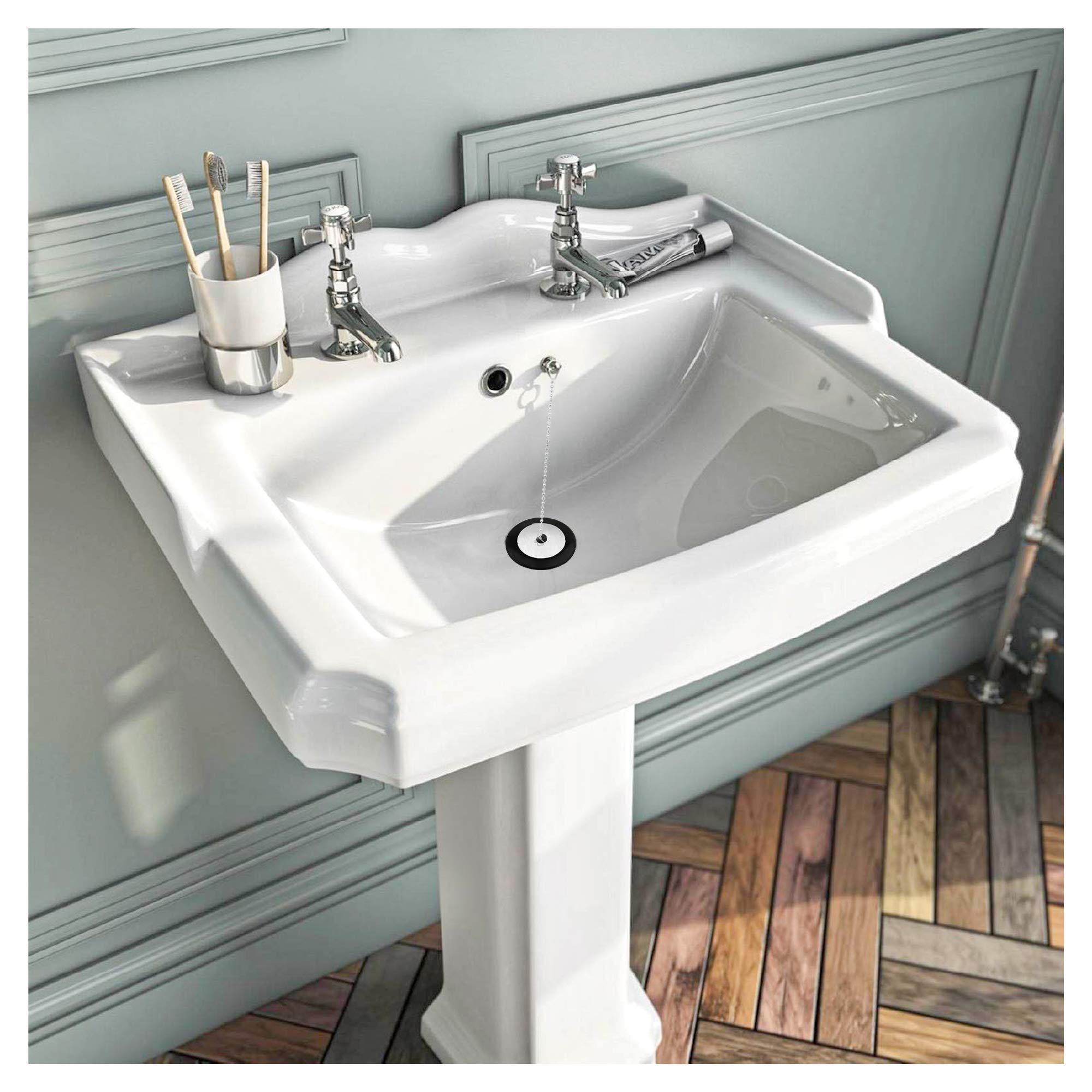 Phích cắm của Universal Wash Basin - Công cụ thoát nước cao su / phích cắm thoát nước với chuỗi bóng bằng thép không gỉ cho hệ thống thoát nước 40 mm / 43 mm / 50 mm