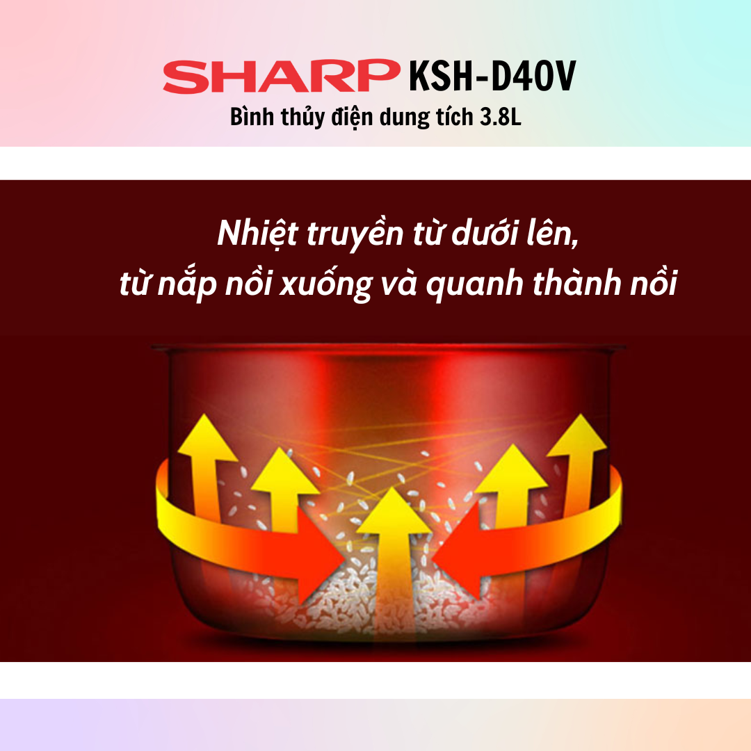 Nồi Cơm Nắp Rời Sharp KSH-D40V - Màu Ngẫu Nhiên - Hàng Chính Hãng - Bảo Hành 12 Tháng