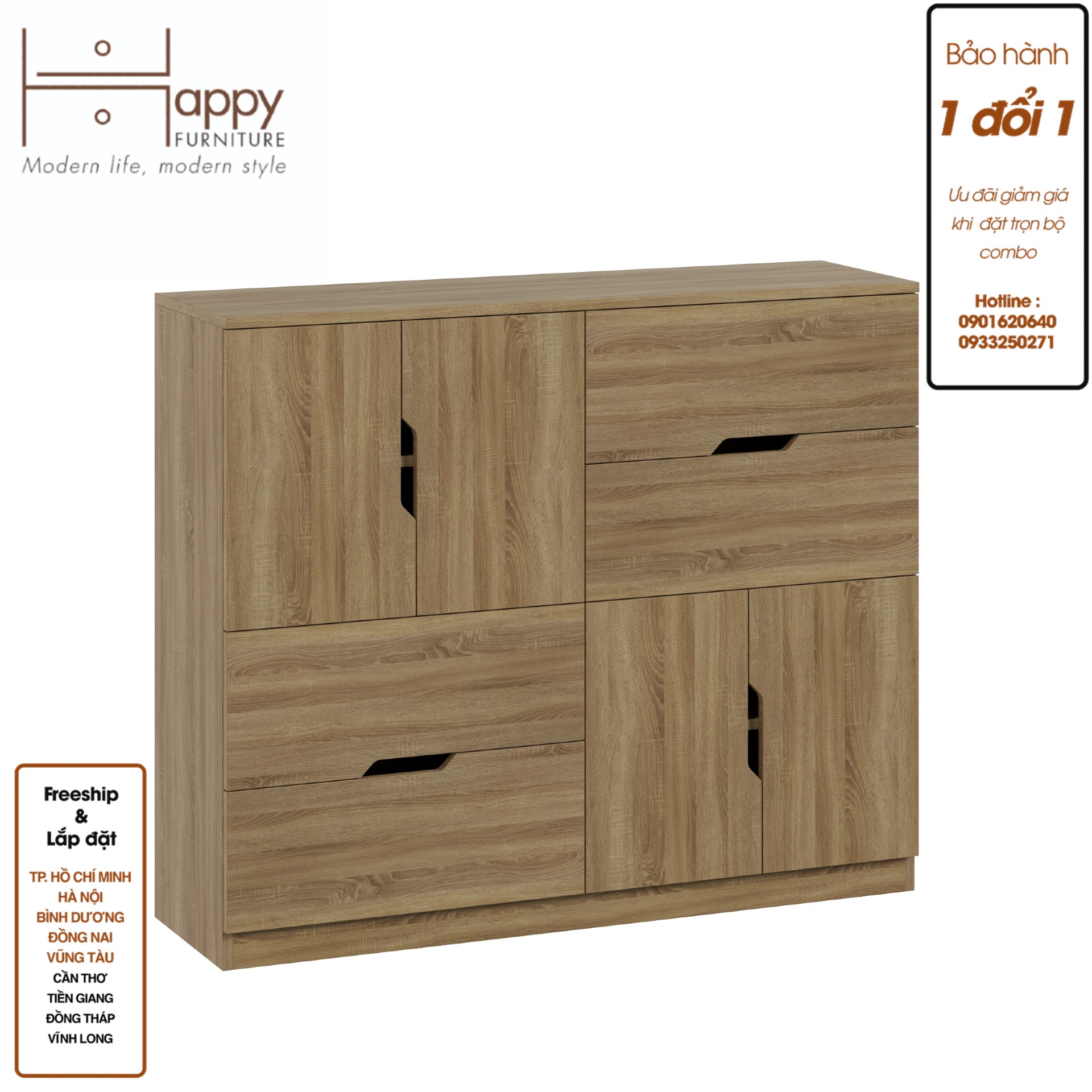 [Happy Home Furniture] DASH , Tủ đựng đồ 4 ngăn kéo- 4 cửa mở , 120cm x 35cm x100cm ( DxRxC), THK_057