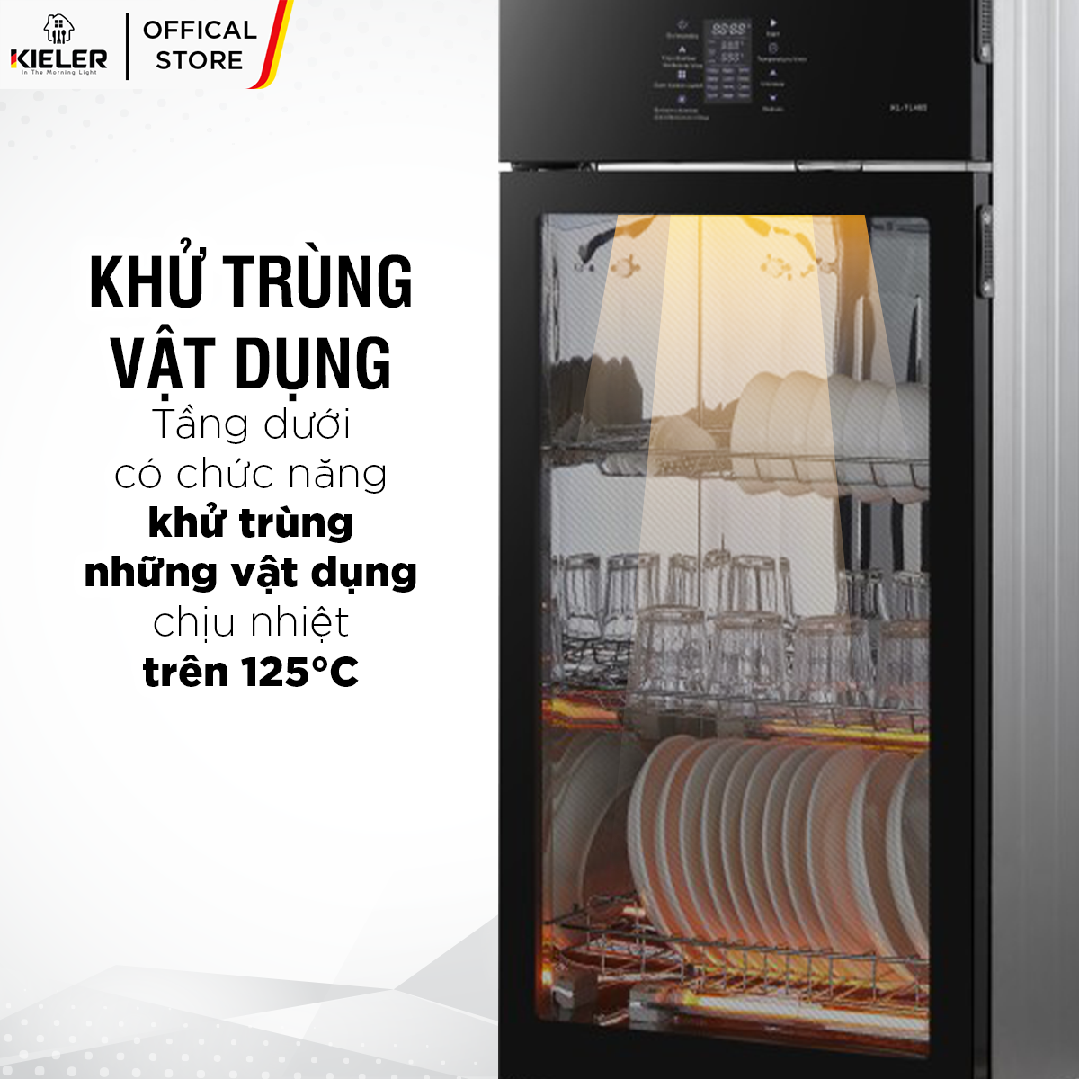 Tủ tiệt trùng Kieler KL-TL465 2 in 1 tích hợp lò chiên thức ăn và khử trùng đồ dùng bếp - Hàng Chính Hãng