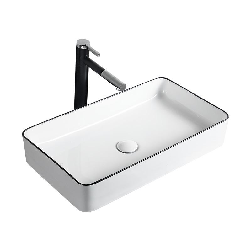 Lavabo vuông trắng viền đen