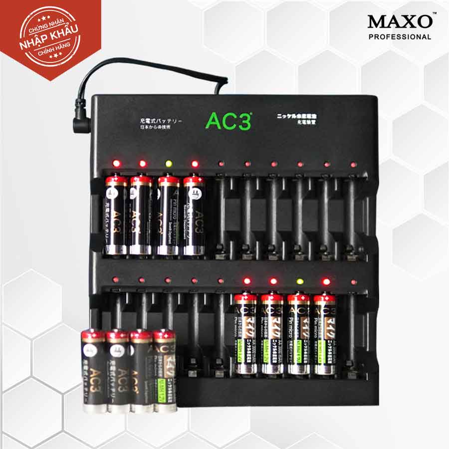 Bộ 20 Pin Tiểu Sạc AA 3000mAh và Bộ Sạc loại 20 viên - Hàng Chính Hãng