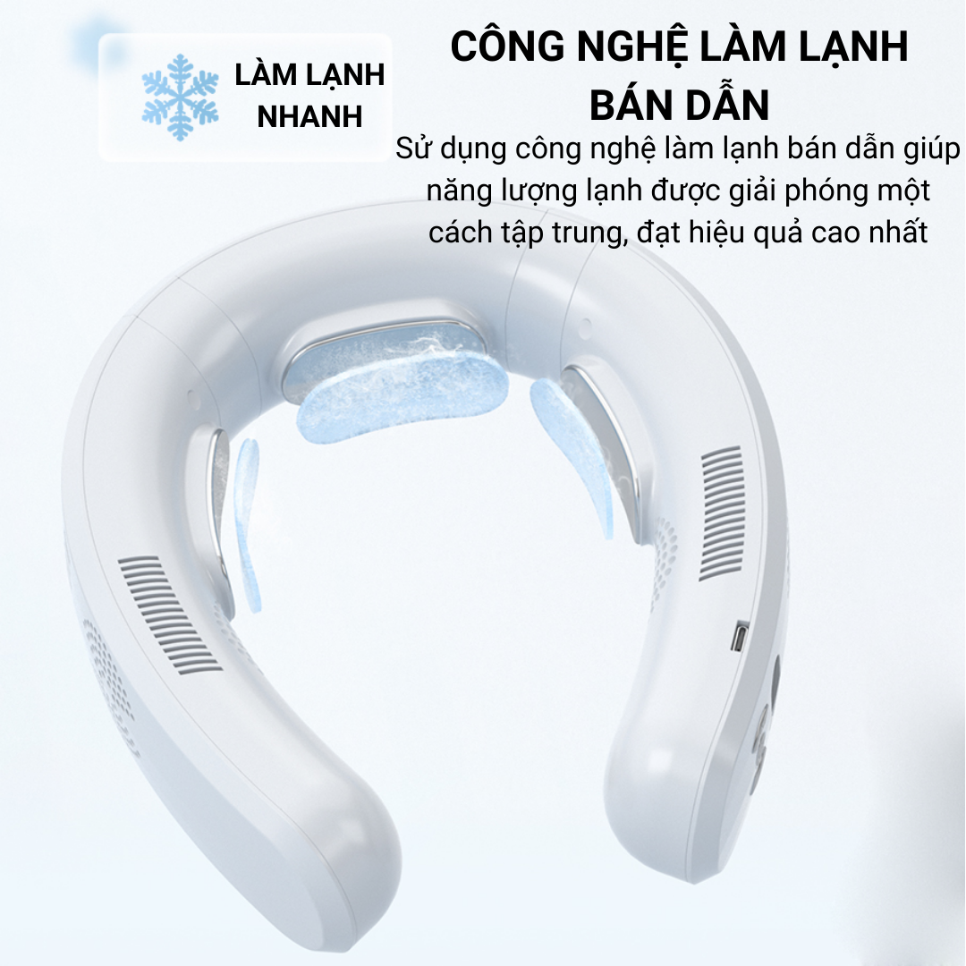 Quạt Đeo Cổ Mini TC06, Quạt Treo Cổ, Quạt Tích Điện Đeo Cổ Không Cánh Thông Minh Chườm Nóng Lạnh Cao Cấp Pin Sạc 6000mAh