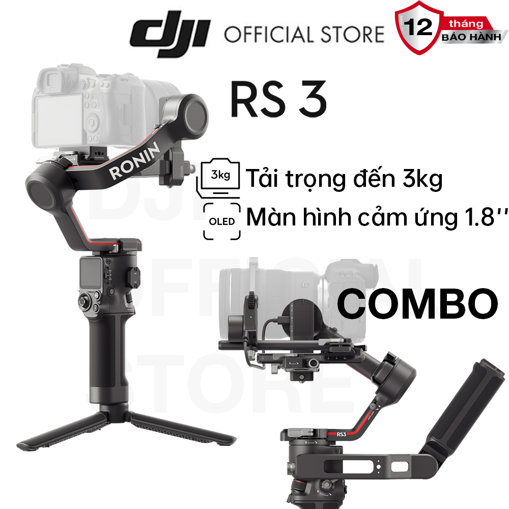 Gimbal máy ảnh DJI RS 3 cho camera DSLR và Mirrorless chống rung ba trục tải trọng 3kg (DJI RS 3) - Hàng chính hãng