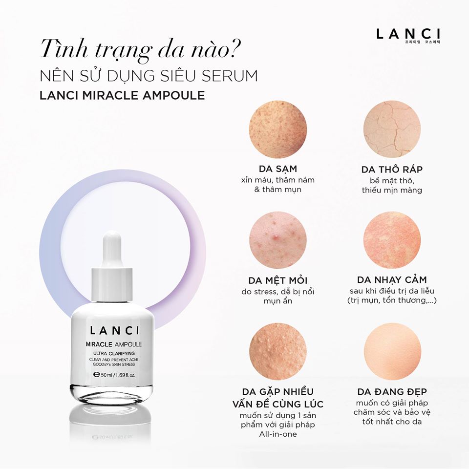 Siêu Serum - LANCI KOREA - Miracle Ampoule Ultra Clarifying - All in One - Siêu trị mụn - 50ml