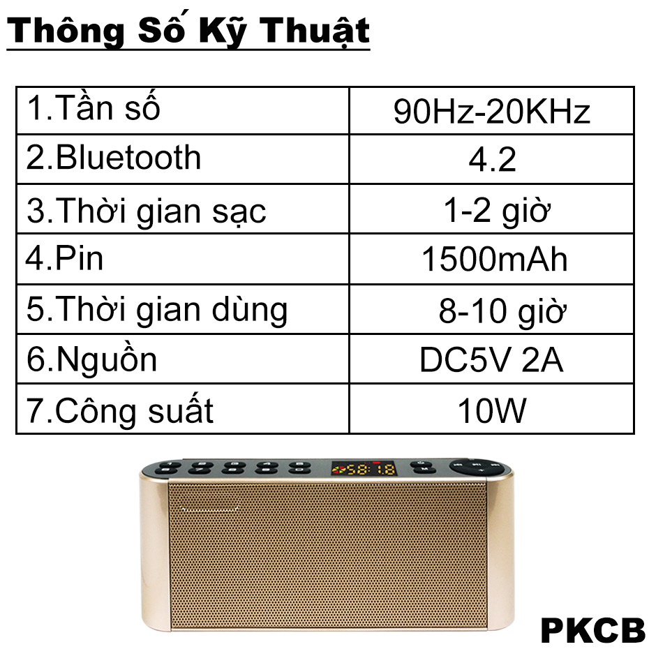 Loa Bluetooth Màn Hình Led Hiện Đại Âm Thanh Cực Hay PKCB161 Đen - Hàng Chính Hãng