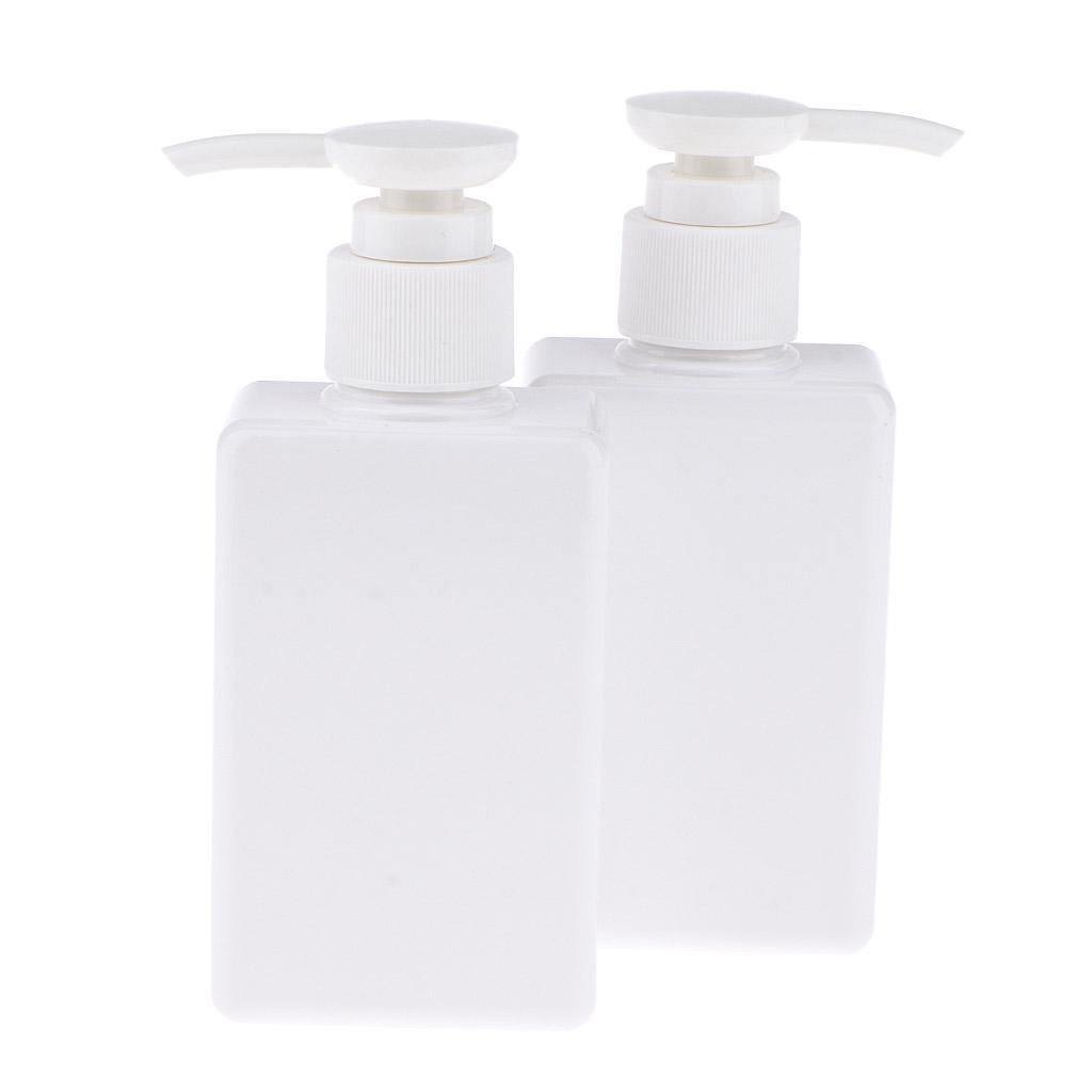 4Pcs Square Plastic Pump Bottle Shampoo Lotion Makeup Container Refillable