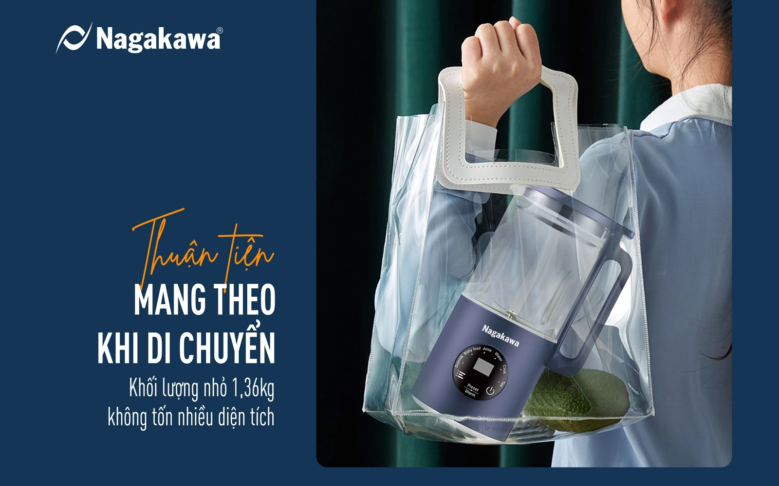 Máy làm sữa hạt đa năng Nagakawa NAG0825 (0,6L - 500W) - Hàng chính hãng