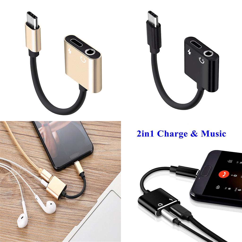 2pcs Type C Charging Cable for Type C Phones Without 3.5mm Headphone Jack