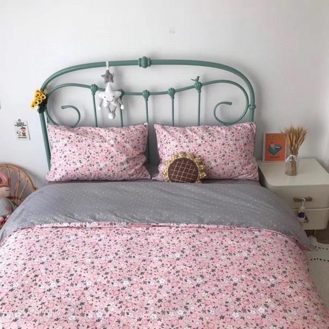 Set Cotton Living Hàng Nhập Khẩu Cao Cấp Hoa Nhí Hồng