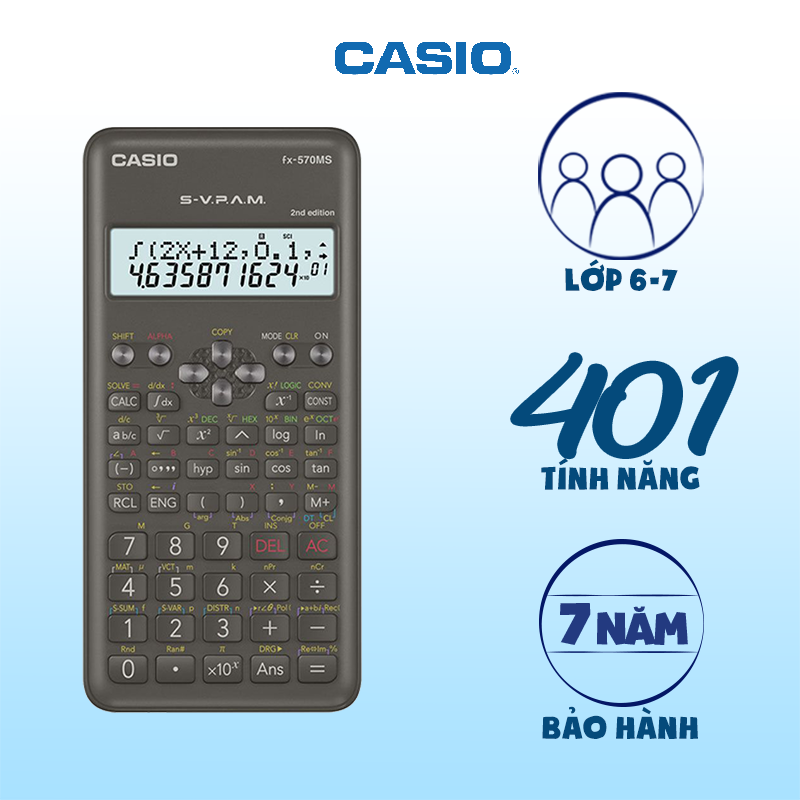 Máy Tính Học Sinh Casio FX 570MS - Hàng Chính Hãng