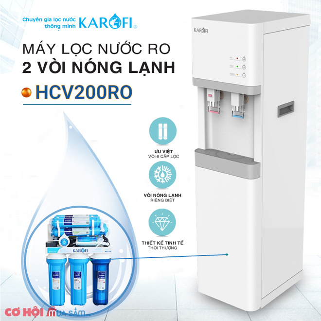 Máy lọc nước tinh khiết (nóng-lạnh) 6 cấp lọc HCV200RO - Karofi chính hãng