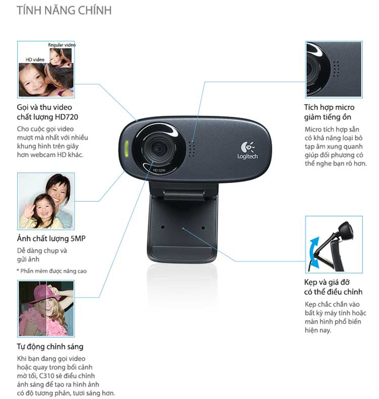 Webcam Logitech C310 720p HD - Hàng chính hãng