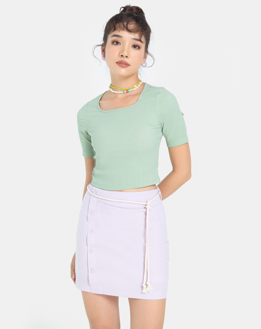 Áo Thun Nữ Thời trang JUNO Crop Top Cut Out Lưng  JNATH022