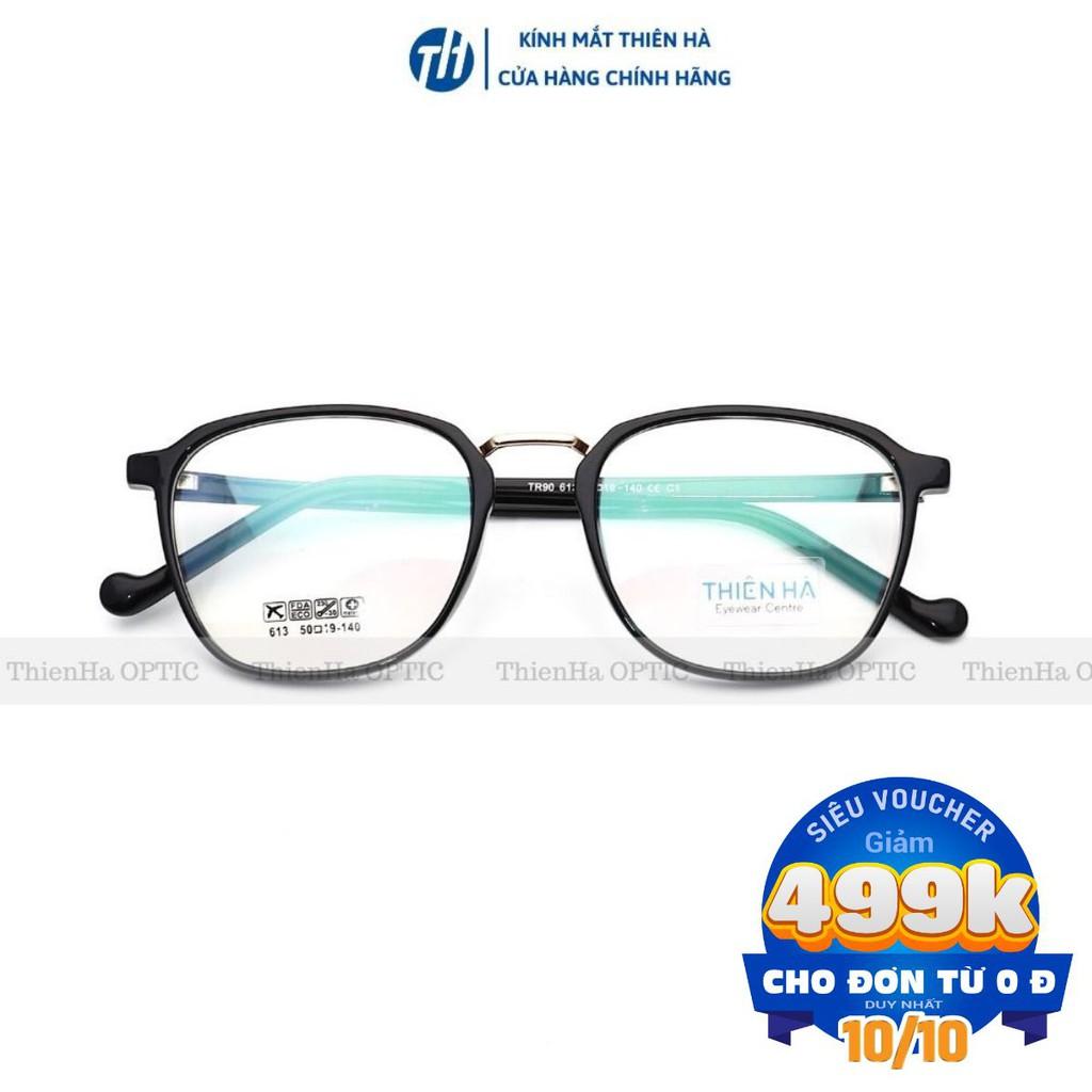 Gọng kính cận vuông nam nữ THIÊN HÀ OPTICAL chất liệu nhựa dẻo nhẹ unisex phong cách Hàn Quốc TH613 nhiều màu dễ đeo