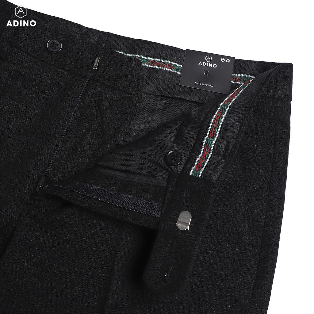 Quần âu nam màu đen sạn ADINO vải rayon polyester dày không bai xù dáng slimfit công sở ống đứng hơi côn QA143