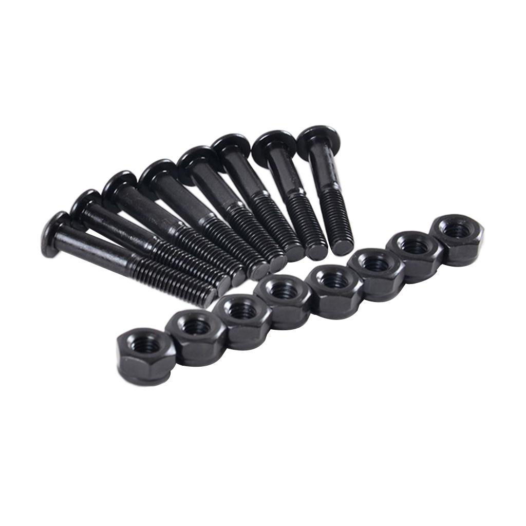 2x8 Pieces Longboard Skateboard 33mm Bolts Screws with Nuts Set Hardware Black