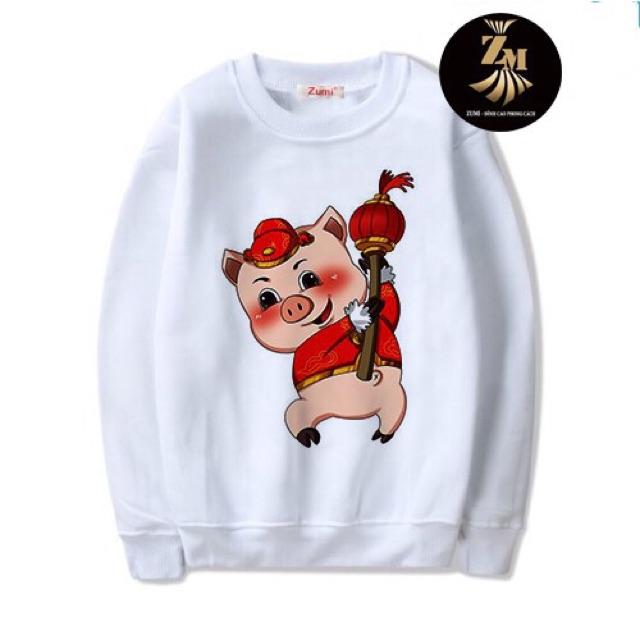 Áo nỉ sweater nam nữ heo nhí nhảnh có bigsize