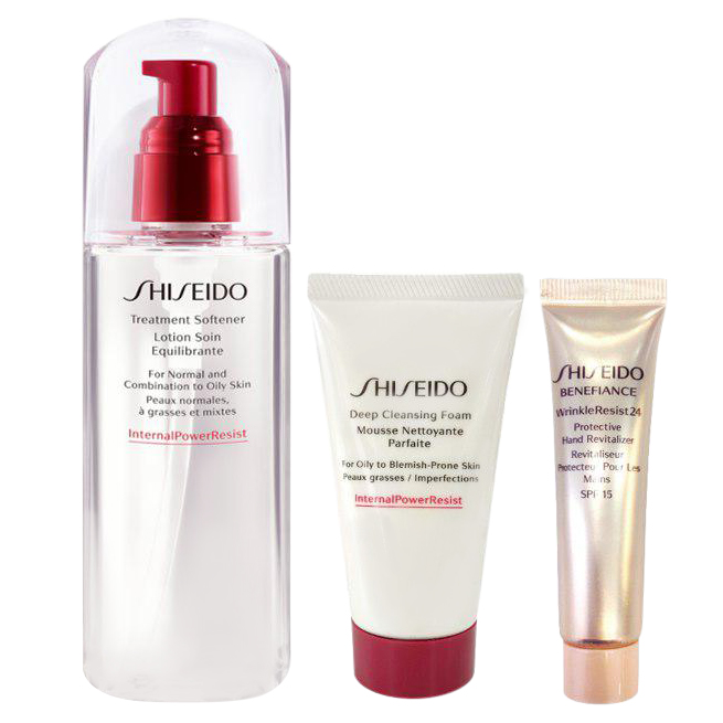 Bộ Sản Phẩm Sửa Rữa Mặt Shiseido Deep Cleansing Foam, Cân Bằng Da Shiseido Treatment Softerner Và Kem Dưỡng Da Tay Shiseido Benefiance Wrinkleresist24