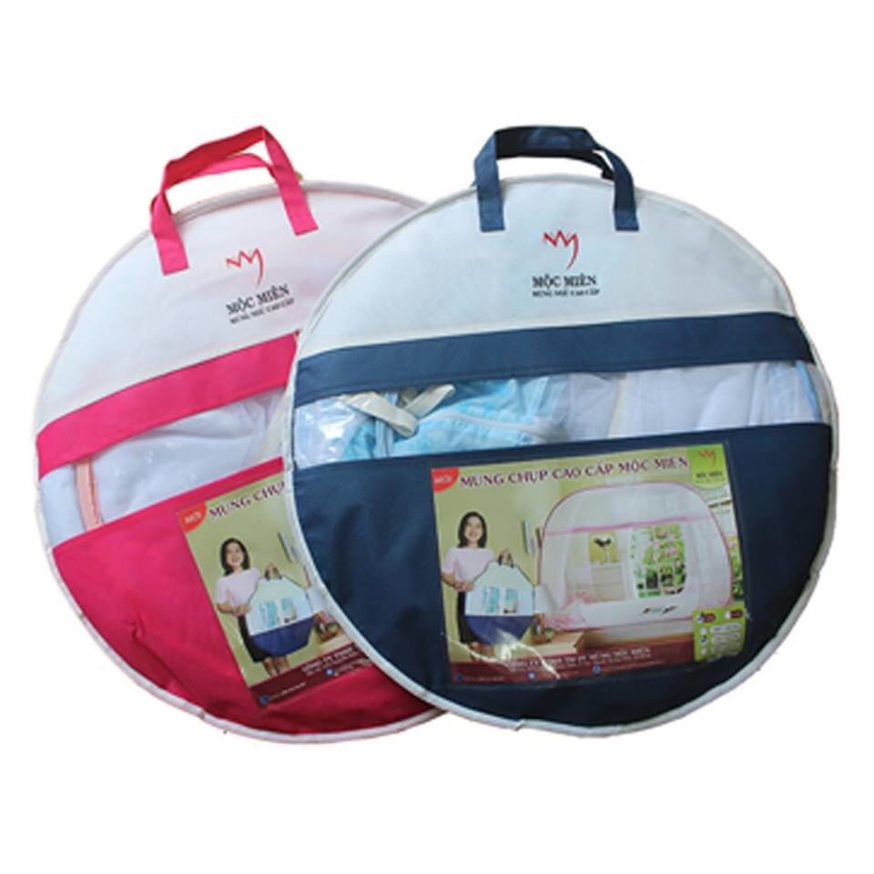 Mùng Chụp Màn Chụp Tự Bung Đỉnh Rộng Cao Cấp Mộc Miên Có Viền Chân -2 Cửa Mẫu Xám Khủng Long