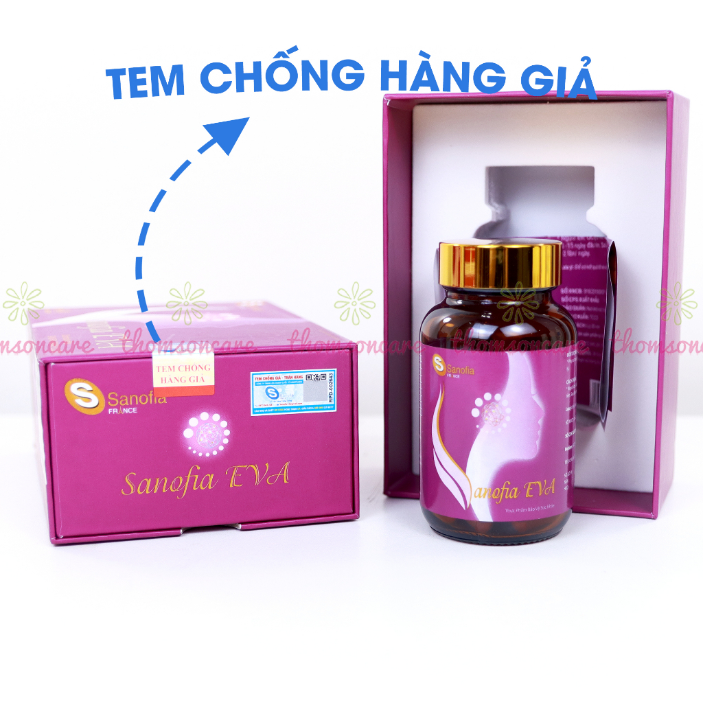 Combo nội tiết tố, làm đẹp da, giảm lão hóa viên uống L Cystine 60 viên, Sanofia Eva Tím 30 viên và Vitamin C DHC 60 viên - Thomsoncare