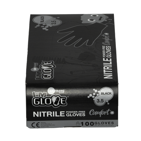 Găng Tay Y Tế Cao Cấp Nitrile I'M Gloves COMFORT+ 3.5GR (MÀU ĐEN) Sri Trang Thái Lan