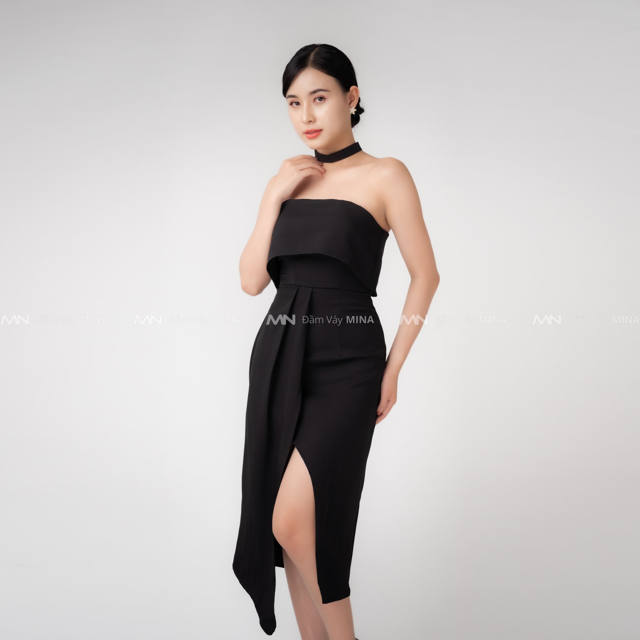 Đầm dự tiệc thiết kế cúp ngực xẻ đùi sang trọng chất liệu tuyết mưa cao cấp phù hợp đi chơi, dạ hội MN175