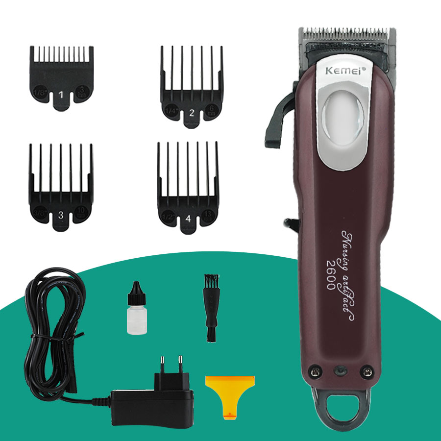 Tông đơ cắt tóc chuyên nghiệp KEMEI KM-2600 chuyên dụng cắt tóc trẻ em và người lớn điều chỉnh độ dài lưỡi dùng cạo trọc đầu tattoo tóc thích hợp sử dụng salon tiệm tóc và gia đình