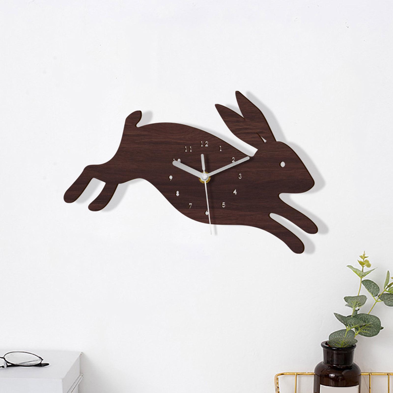 Rabbit Shape Cartoon Wall Clock Non Ticking school Adorable Durable Ornaments for Kids Decoration Nursery Decor