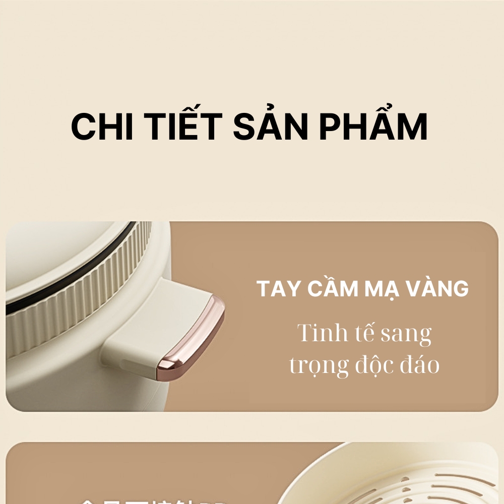 Nồi lẩu điện đa năng YOICE dung tích lên đến 4l, sử dụng nấu lẩu, chiên, xào, luộc, hấp, độ bền cao -YDHG16 - HÀNG CHÍNH HÃNG