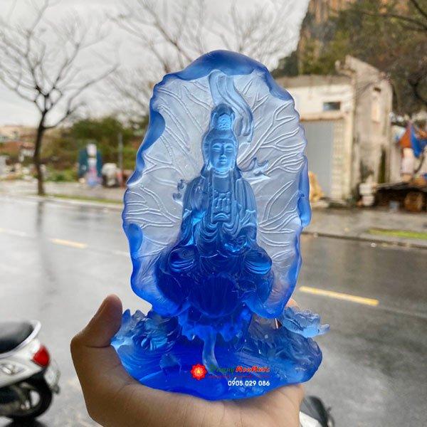 Tượng quan âm lá sen đá lưu ly 0000000799