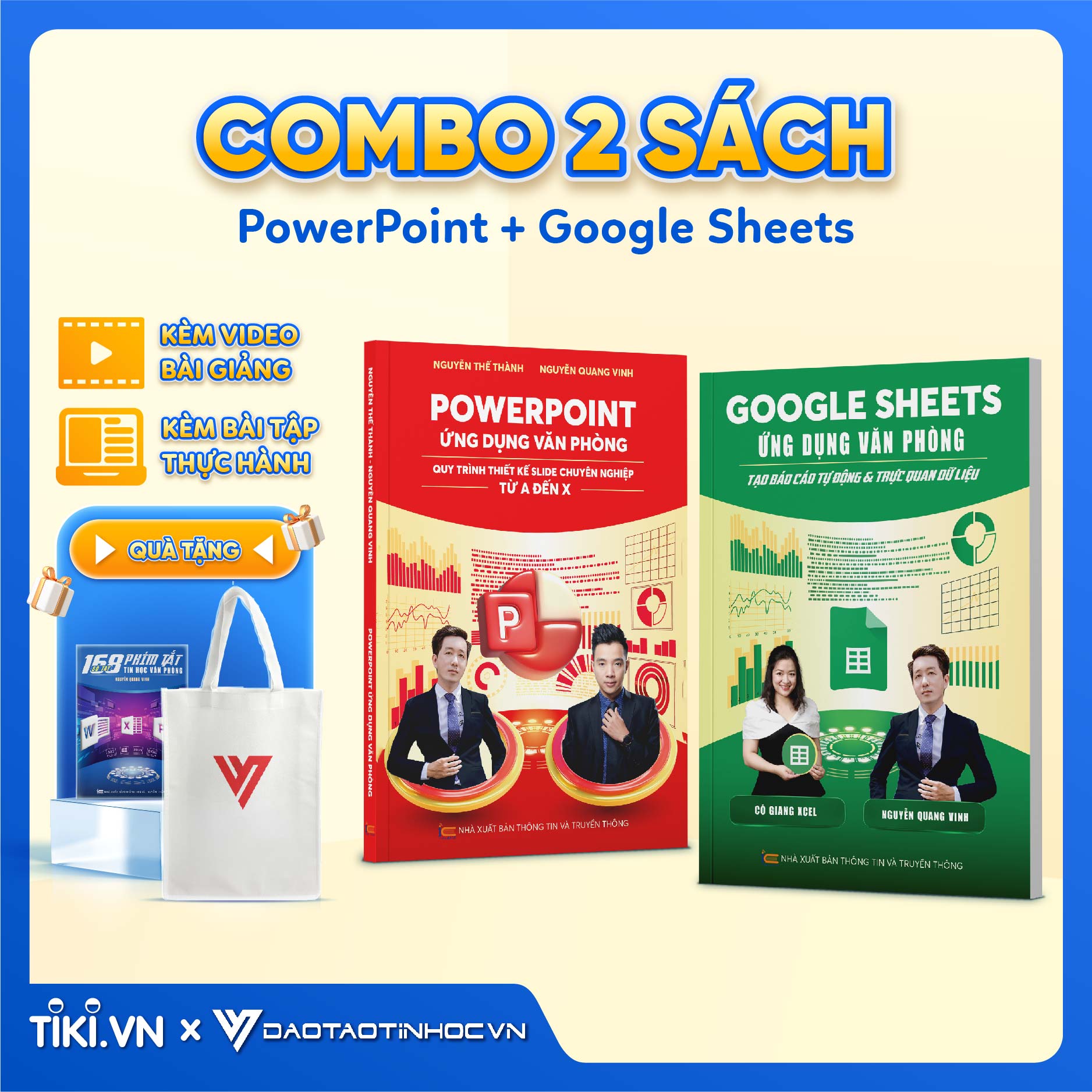 Combo 2 Sách PowerPoint Và Google Sheets Ứng Dụng Văn Phòng Kèm Khoá Học Online