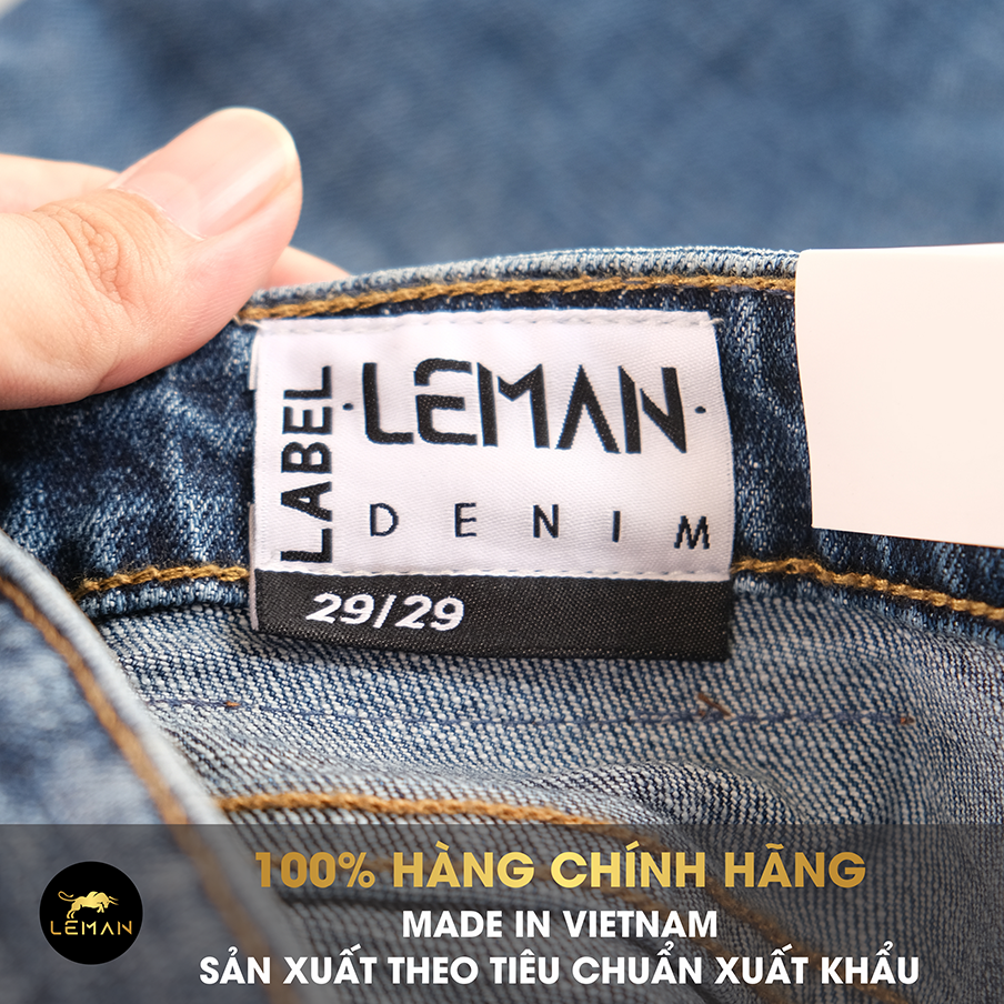 Quần Jean nam Leman xanh trơn JD02 - Slim Form