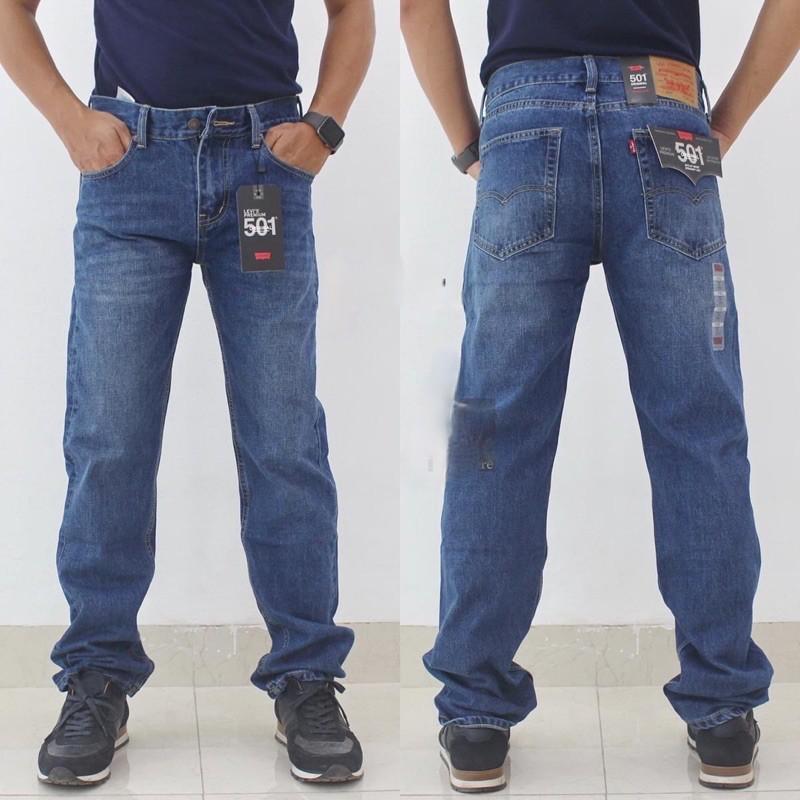 Quần jean nam ống suông xanh nhạt 501 quần bò nam ống rộng không co dãn hàng cao cấp jeans cotton haian jeans