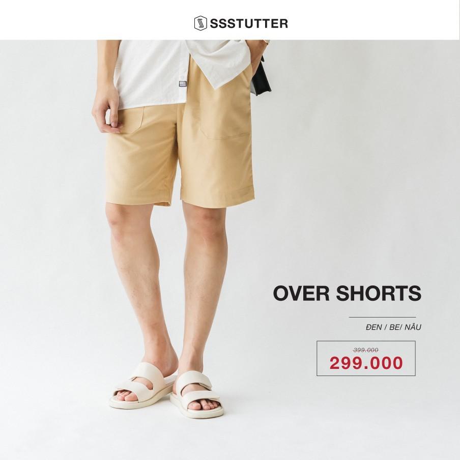 Quần Short Nam phần gấu được thêu chữ SSStutter vải Linen cạp chun thoải mái 3 màu Over Shorts