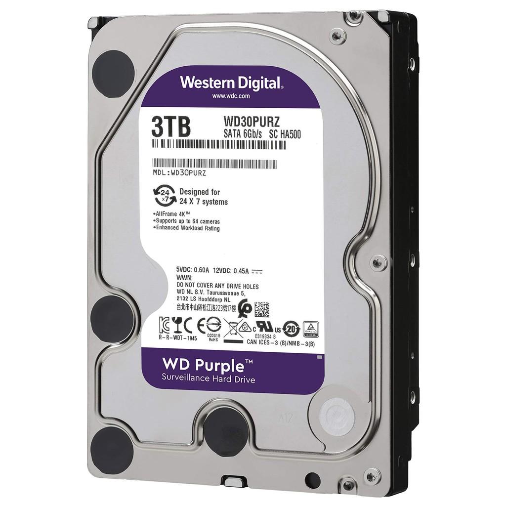 Ổ CỨNG HDD PC WesternDigital 3TB Purple (Chuyên Camera) - BH 24 THÁNG SPTECH COMPUTER