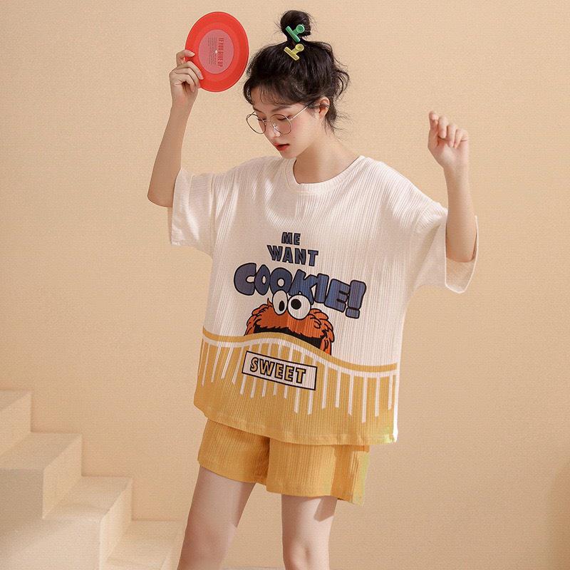 Đồ Bộ Pyjama Nữ Quần Đùi Áo Ngắn Tay Cotton Đơn Giản Tự Nhiên Dành Cho Nữ - Bộ Ngủ Cộc Mặc Nhà