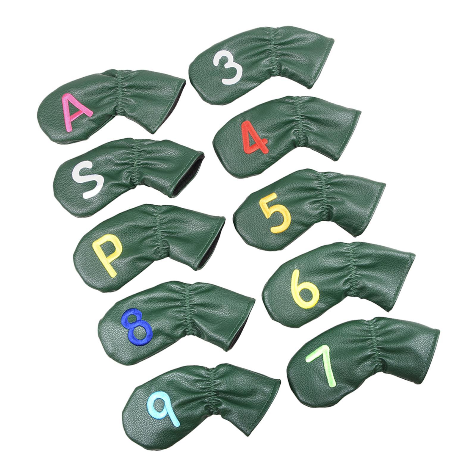 Leather Golf Irons Head Covers Embroidery Number, Golf Head Protector Guard