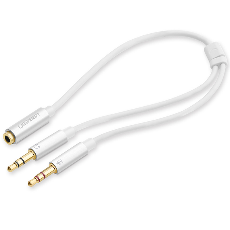 Dây Audio Chia Jack 3.5mm Ra 1 Tai Nghe 1 Mic Ugreen Màu Trắng Dây Dài 20cm - Hàng Chính Hãng