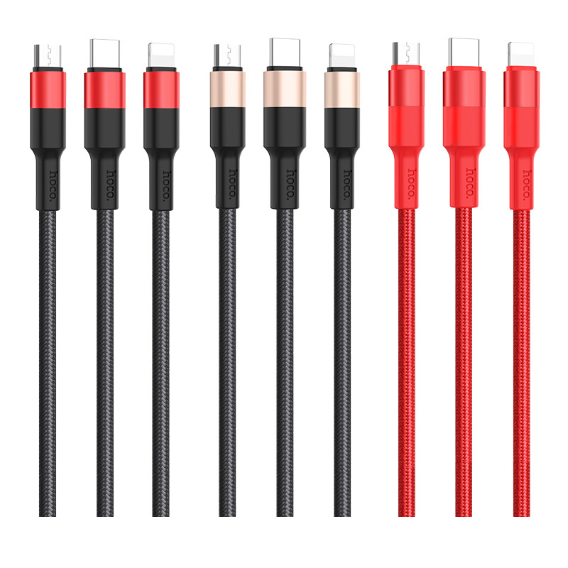 Cáp sạc 3 đầu Hoco X26 Lightning + Micro USB + Type-C - Hàng chính hãng