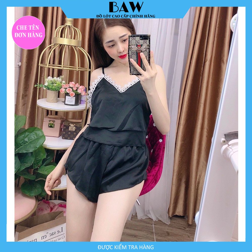 Đồ Ngủ Hai Dây Lụa Satin Cao Cấp Sexy Quyến Rũ Thương Hiệu Baw, Chất Liệu Lụa Mát Mịn Nhẹ Nhàng Cực Kỳ Lôi Cuốn NT708 (hình thật shop tự chụp)