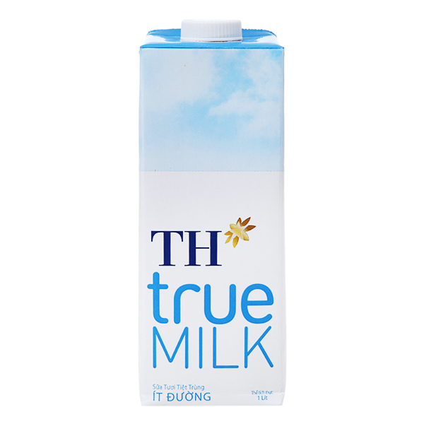 Thùng 12 hộp sữa tươi tiệt trùng TH True Milk  ít đường 1 Lít