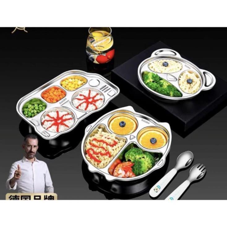 Khay cơm,khay ăn dặm cho các bé inox 304 cao cấp 100%