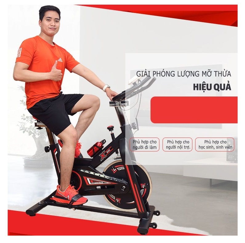 Xe đạp tập thể dục Airbike MK 294: Chuyển động dây cu roa có đồng hồ đo nhịp tim. Thời gian tốc độ quãng đường tiêu hao calori.