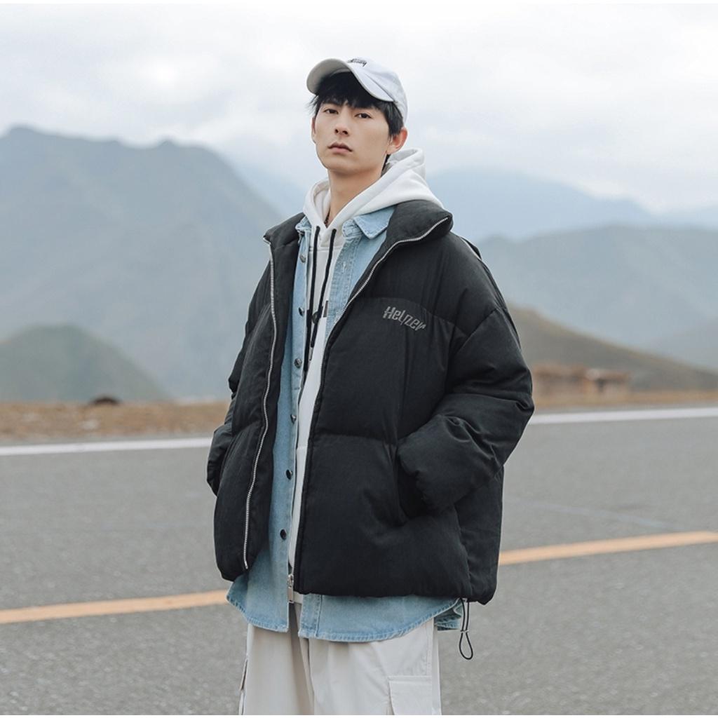 Áo khoác phao nam nữ MEANSTORE Jacket oversize form rộng phong cách Hàn Quốc màu đen hình in helper