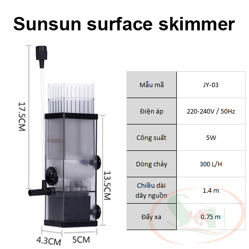 Lọc váng Sunsun JY 02, 03 hút váng dầu oil film bể thủy sinh cá tép