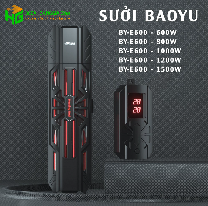 Máy sưởi bể cá Baoyu BY E600 công suất 600W đến 1500W - Bể cá Hoàng Gia