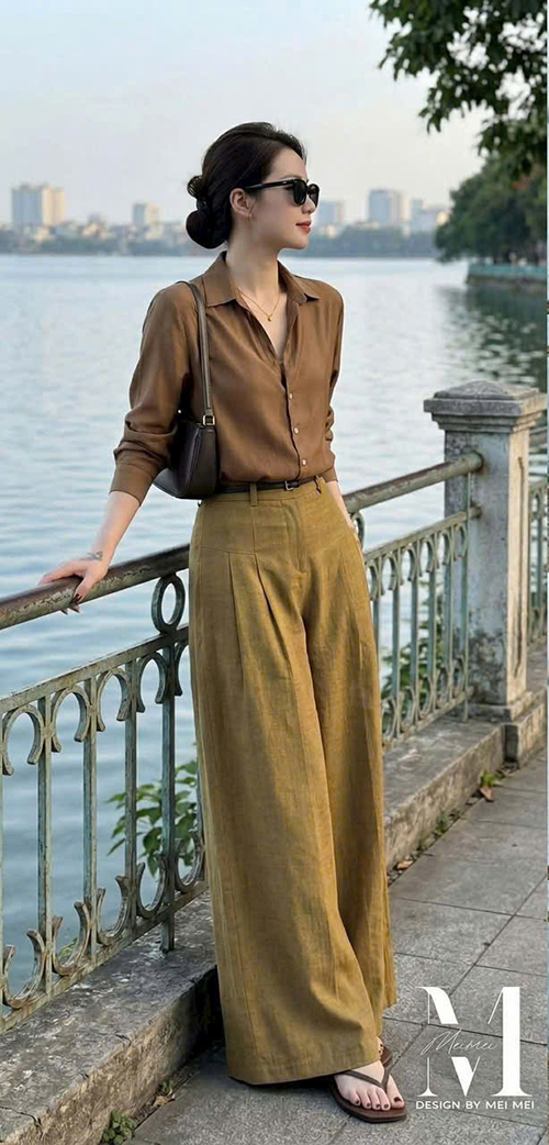 Set Bộ Quần Ruby Phối Áo Sơ Mi Lụa kèm Phụ Kiện Dây Nịt Freesize 40 - 55kg Thanh Lịch
