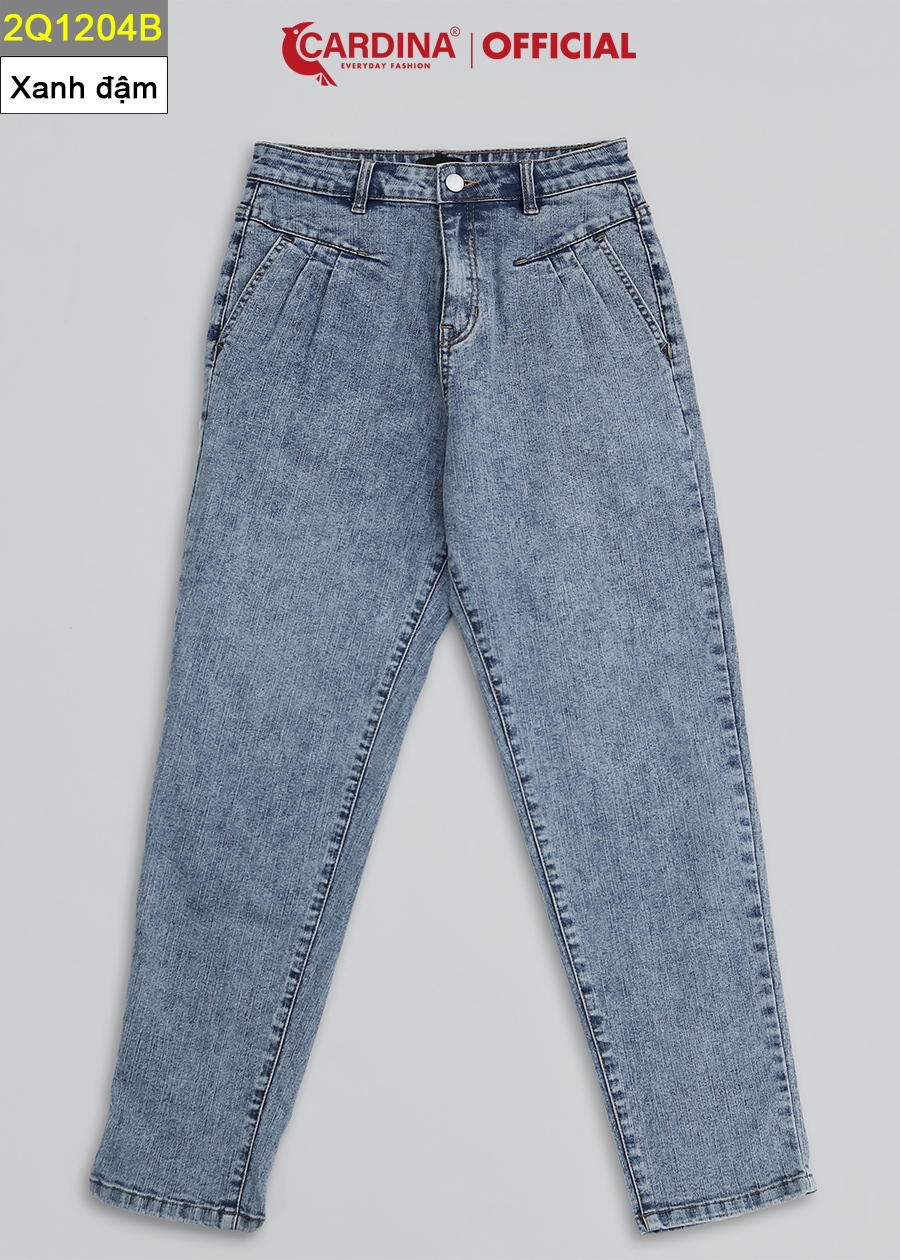 Quần Jeans Nữ CARDINA Cao Cấp Dáng Baggy Cài Khuy Có Khóa Kéo 2Q12