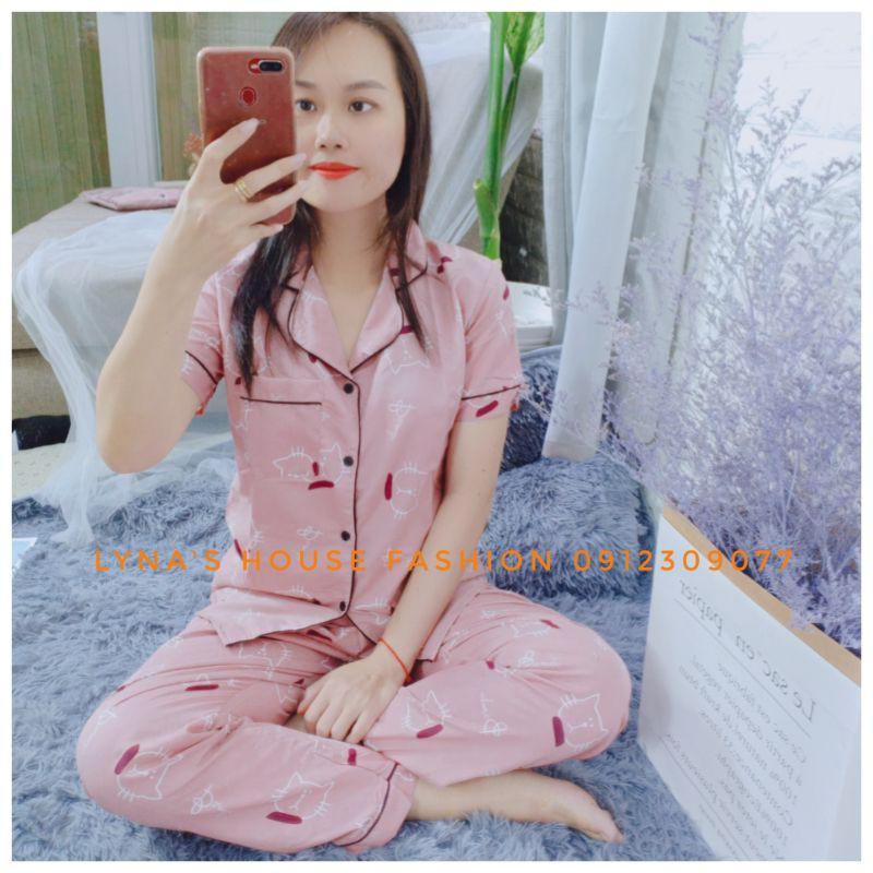Bộ Ngủ Pijama Cộc Dài Chất Kate Thái Tay Ngắn Quần Dài